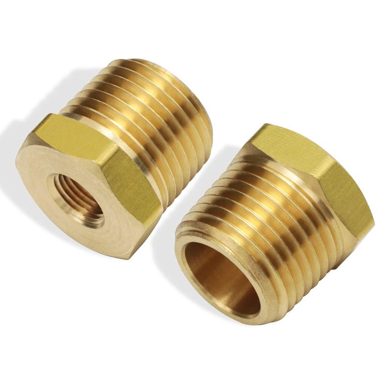 Boeray 1/2 Inch NPT Male Thread to 1/8 Inch NPT Female Reducing Brass Pipe Fitting Hex Head Hose Tube Bushing Adapter Convert Pack of 2 - Image 1
